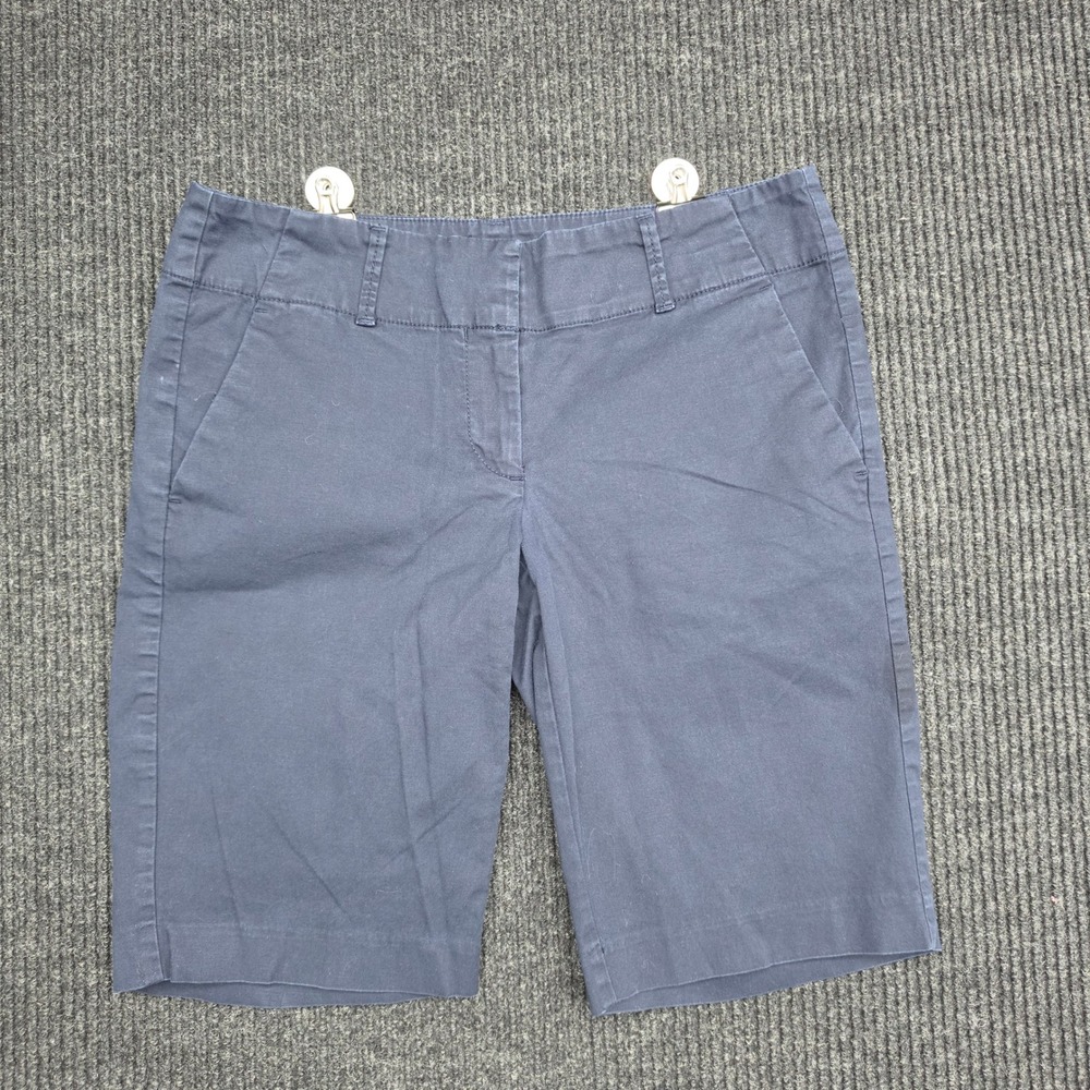 Ann Taylor Navy Blue Chino City Shorts Women Size 2 Stretch Cotton Flat Front